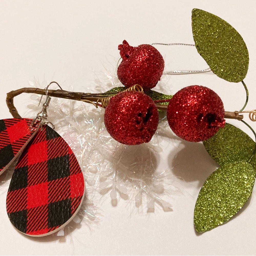 HONEY AND ROSES Women's Valentine's Day Plaid Earrings, Great Jewelry Gifts! - Picture 5 of 5